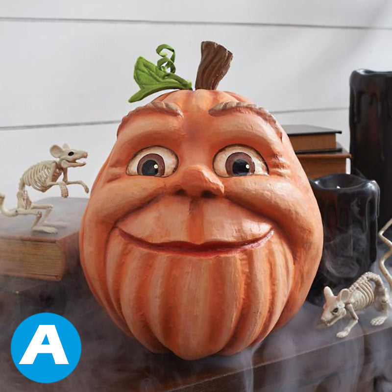 Decoratieve Halloween Pompoen met LED Verlichting Grappig Pompoenhoofd van Hars voor Tuin en Feesten | Sulvida