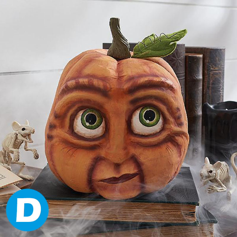Decoratieve Halloween Pompoen met LED Verlichting Grappig Pompoenhoofd van Hars voor Tuin en Feesten | Sulvida