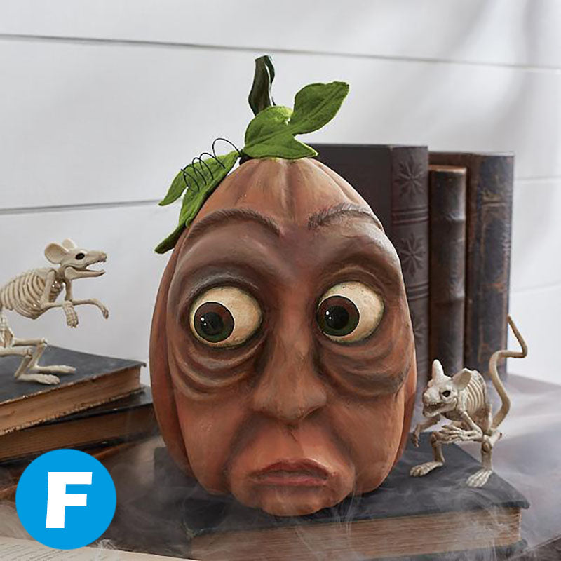 Decoratieve Halloween Pompoen met LED Verlichting Grappig Pompoenhoofd van Hars voor Tuin en Feesten | Sulvida