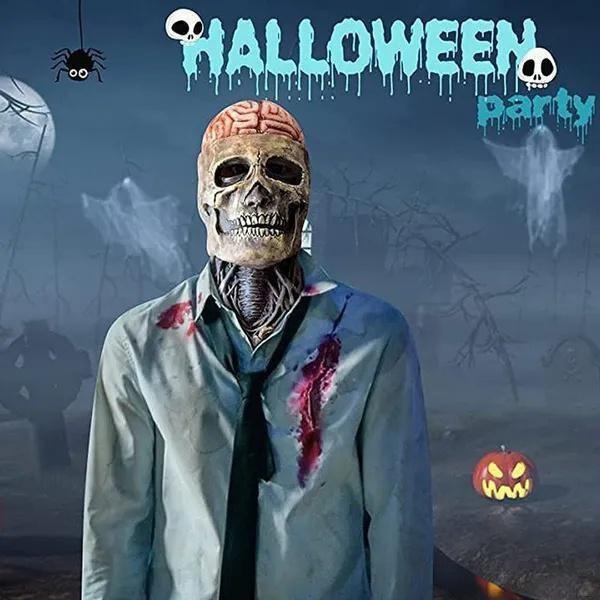 Skeletmasker Latex Halloween Schedel Hoofdmasker Met Hoed Angstaanjagend Realistisch Horror Feestkostuum Carnaval | Sulvida