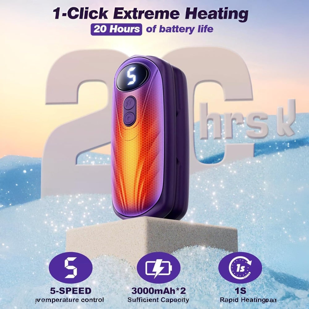 Oplaadbare Handwarmers met LED-Display Draagbaar USB 2 Stuks Zakverwarmer Wintersport Handverwarming | Sulvida