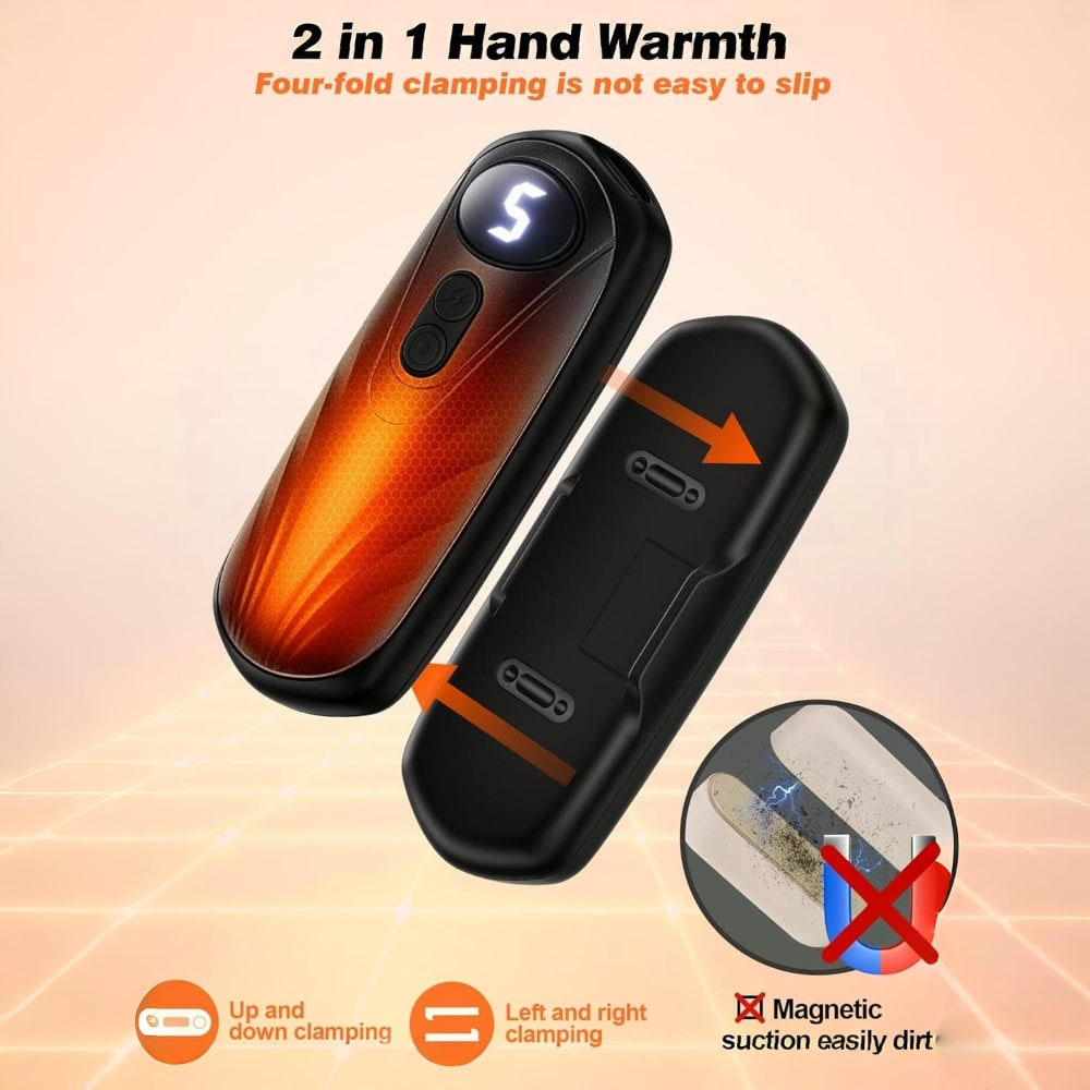 Oplaadbare Handwarmers met LED-Display Draagbaar USB 2 Stuks Zakverwarmer Wintersport Handverwarming | Sulvida