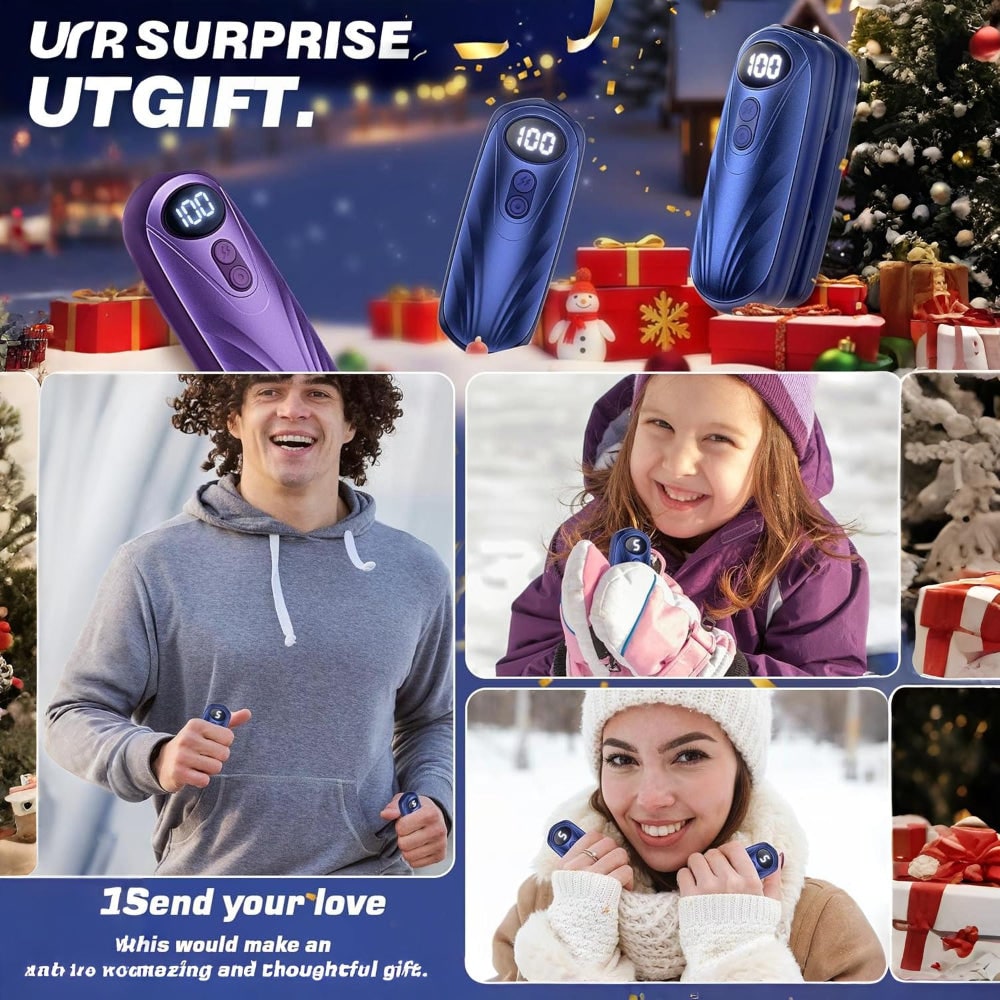 Oplaadbare Handwarmers met LED-Display Draagbaar USB 2 Stuks Zakverwarmer Wintersport Handverwarming | Sulvida