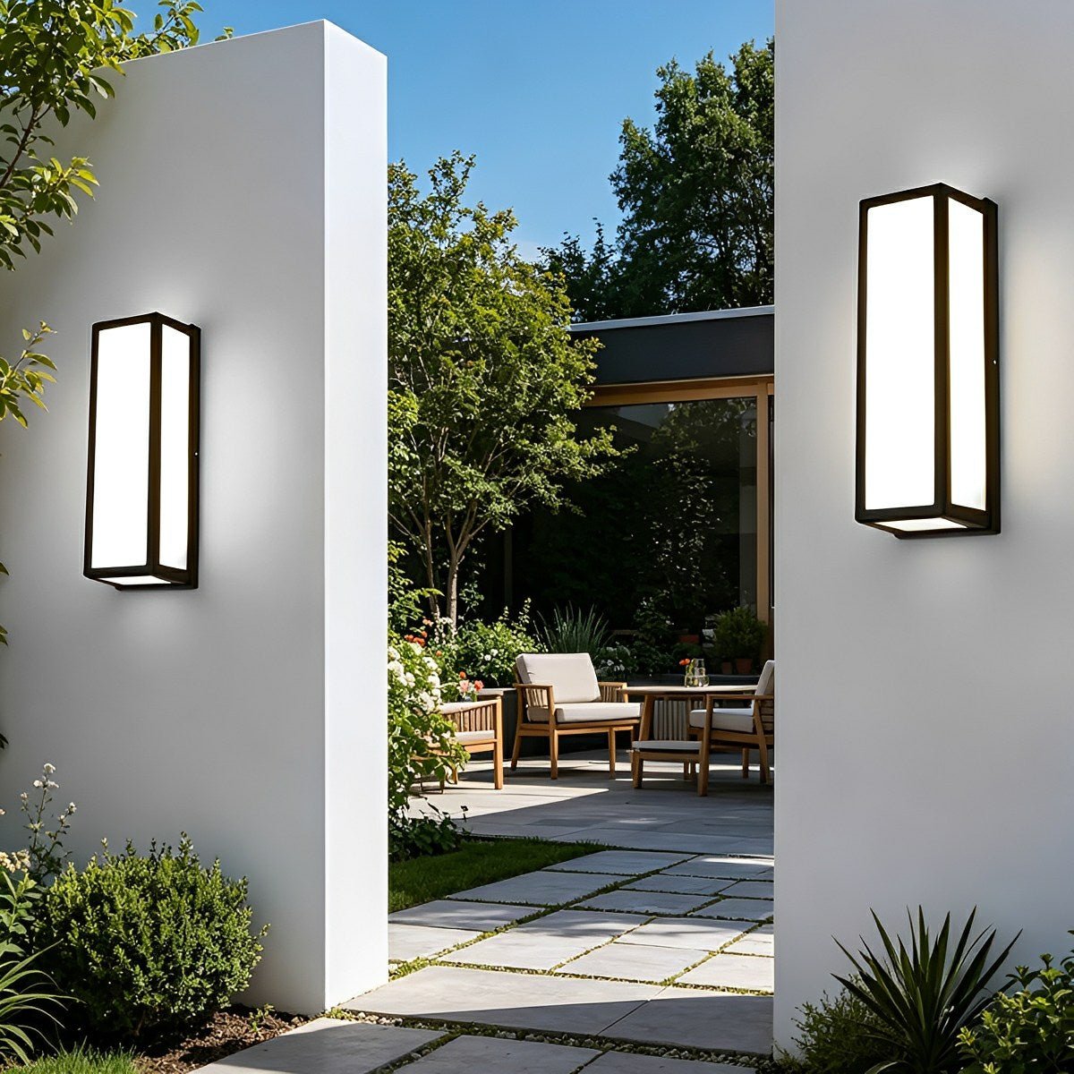Rechthoekige Buitenwandlamp Zwart met Bewegingssensor IP65 Waterdicht LED Verlichting voor Tuin Terras | Sulvida
