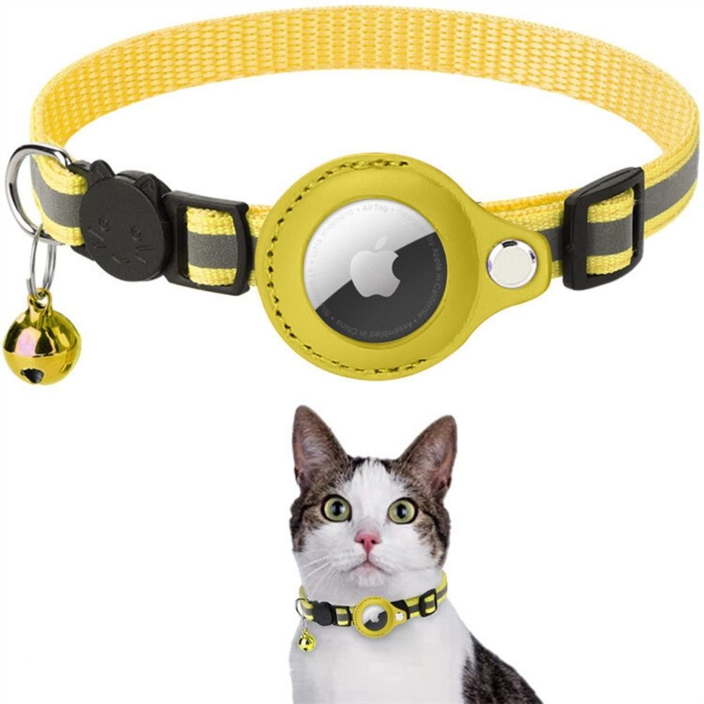 Kattenhalsband met reflecterende banden en GPS-trackerhouder voor veilige buitenactiviteiten en nachtelijke wandelingen | Sulvida