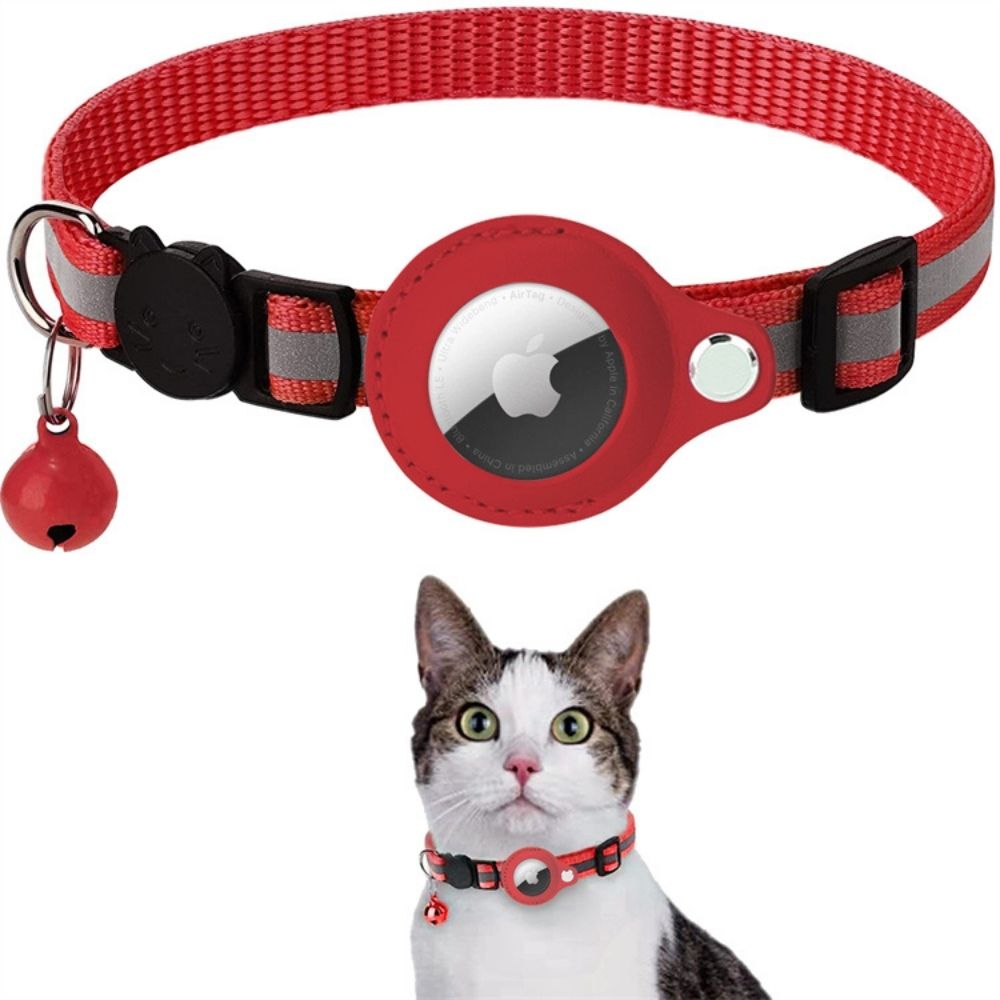 Kattenhalsband met reflecterende banden en GPS-trackerhouder voor veilige buitenactiviteiten en nachtelijke wandelingen | Sulvida