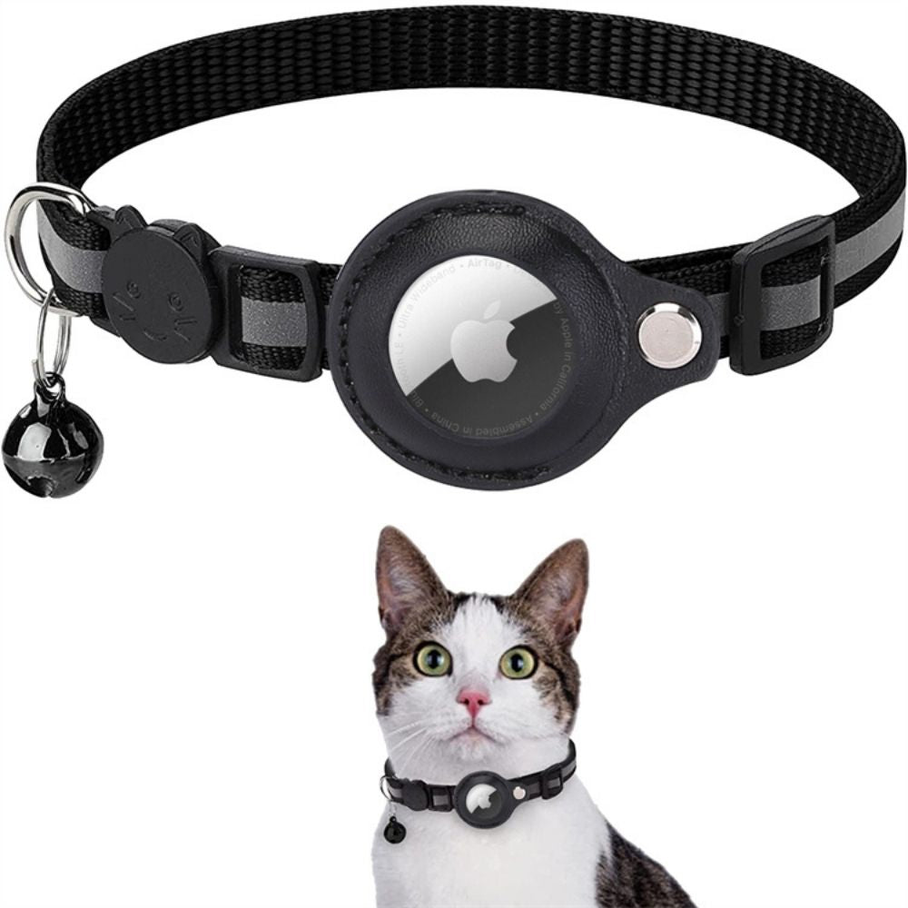 Kattenhalsband met reflecterende banden en GPS-trackerhouder voor veilige buitenactiviteiten en nachtelijke wandelingen | Sulvida