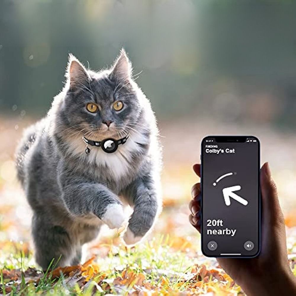 Kattenhalsband met reflecterende banden en GPS-trackerhouder voor veilige buitenactiviteiten en nachtelijke wandelingen | Sulvida