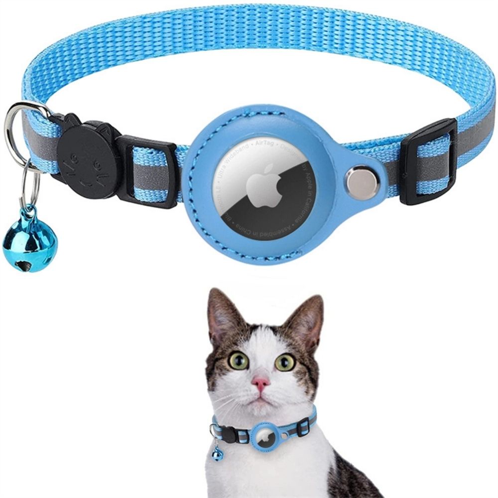 Kattenhalsband met reflecterende banden en GPS-trackerhouder voor veilige buitenactiviteiten en nachtelijke wandelingen | Sulvida