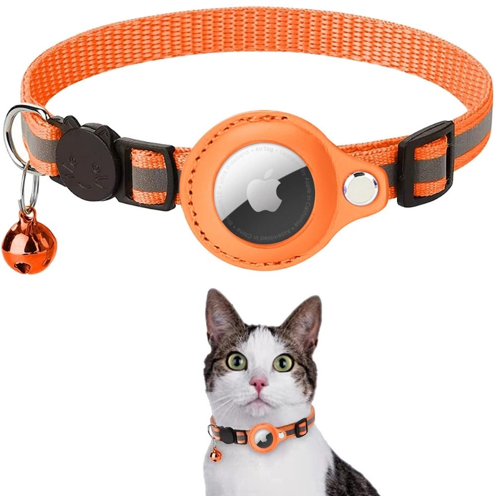Kattenhalsband met reflecterende banden en GPS-trackerhouder voor veilige buitenactiviteiten en nachtelijke wandelingen | Sulvida