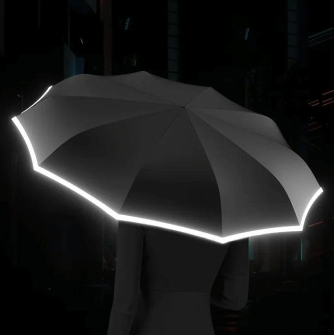 Reflecterende Paraplu Stormbestendig Windproof Compact Opvouwbaar Regenparaplu Zichtbaar in het Donker Veilig | Sulvida
