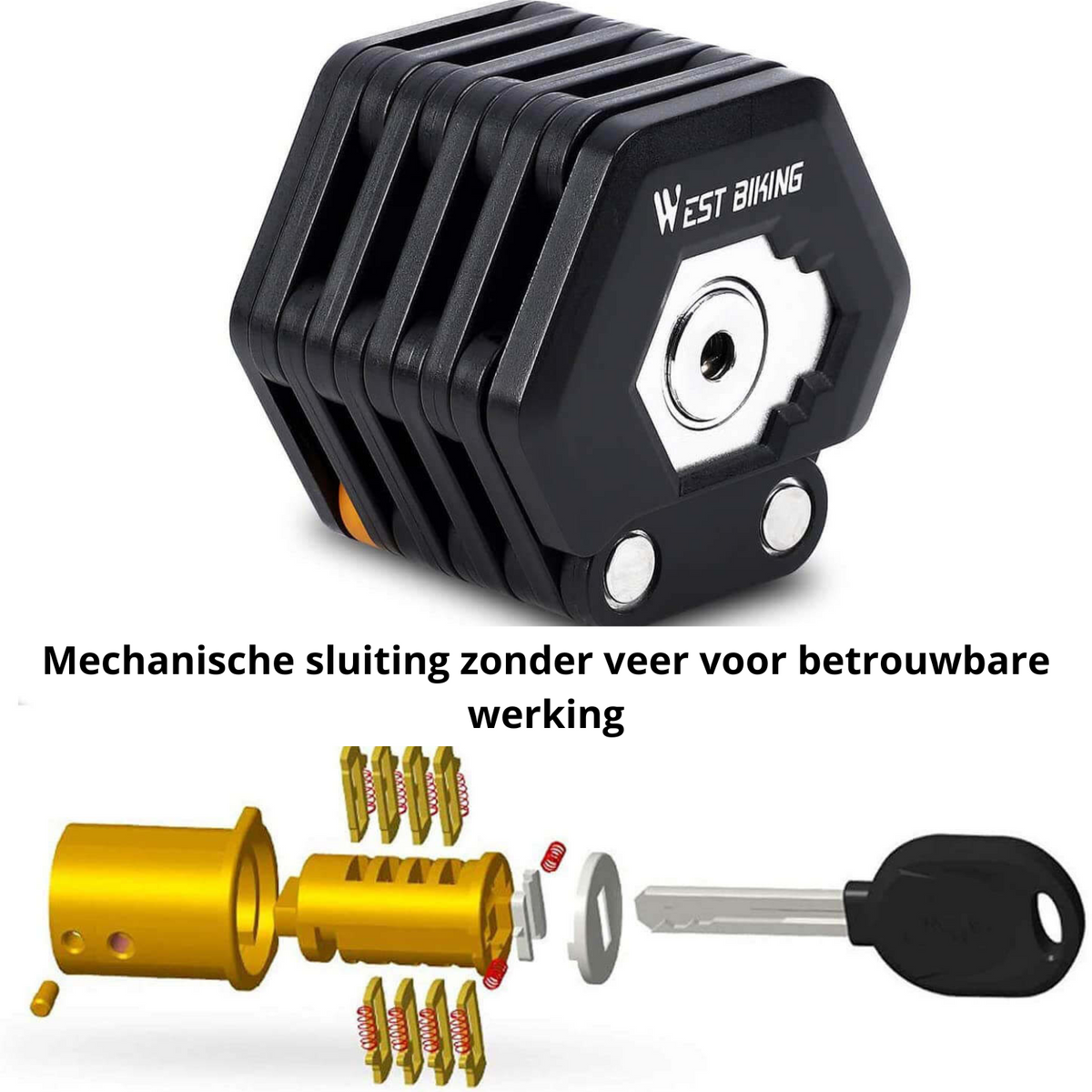 Vouwbaar Fietsslot Staal 78cm Zwart Kettingslot met Montagebeugel voor Fiets E-bike Scooter Mountainbike | Sulvida