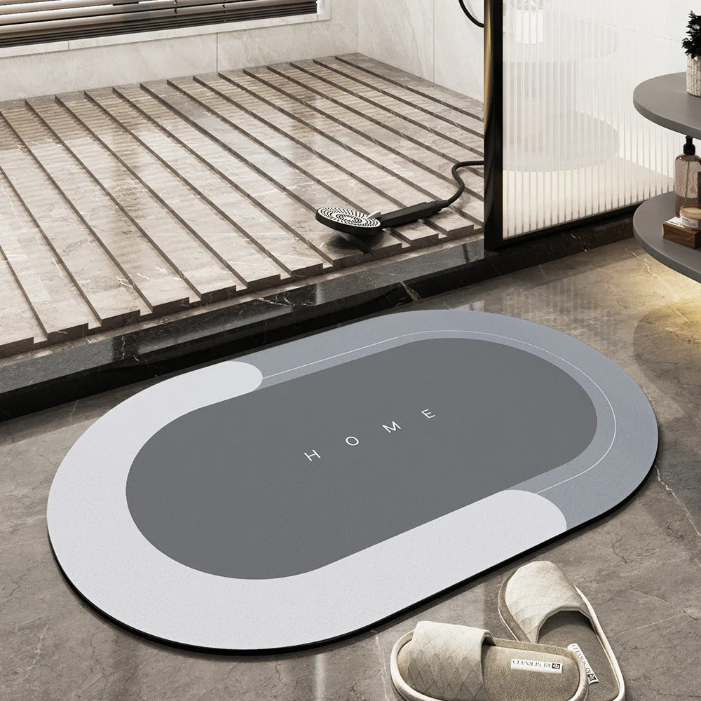 Antislip Badmat Microvezel voor Douche en Bad Ovaal 60×40 cm Zwart Grijs Blauw Groen Absorberend Antislip | Sulvida