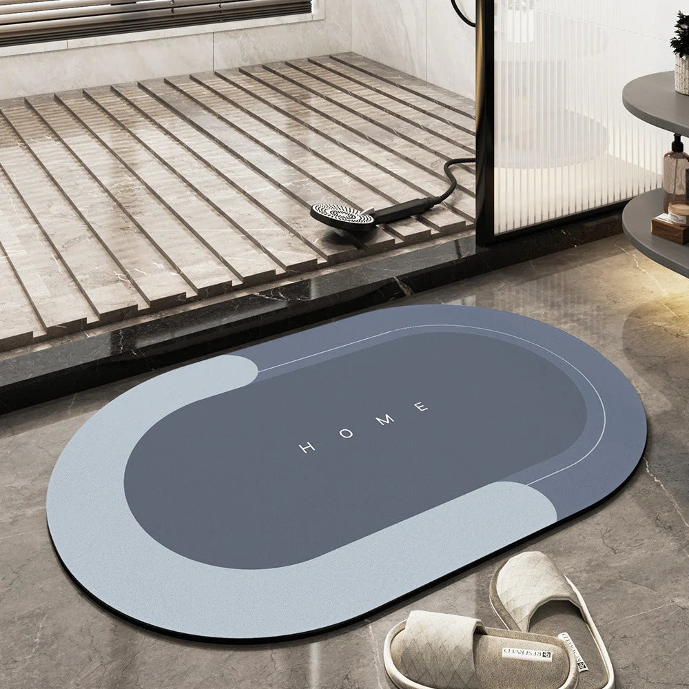 Antislip Badmat Microvezel voor Douche en Bad Ovaal 60×40 cm Zwart Grijs Blauw Groen Absorberend Antislip | Sulvida
