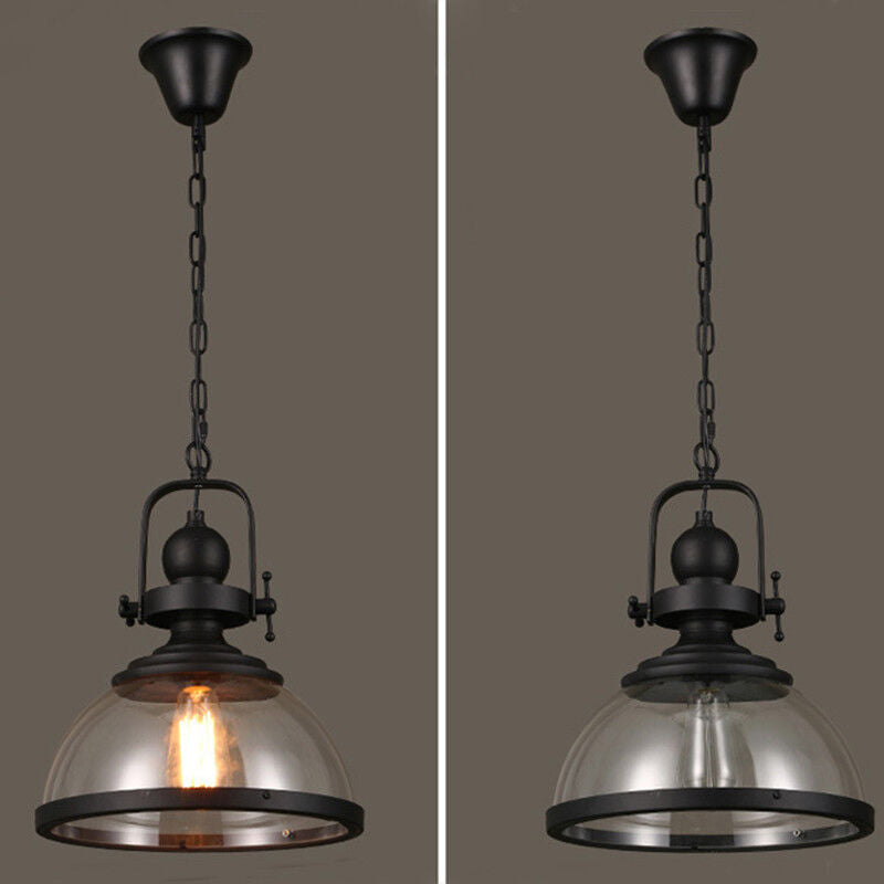 Glazen Hanglamp Industrial Ø30cm Komvorm Transparant Glas met Metaal Binnenverlichting Eetkamer Woonkamer | Sulvida