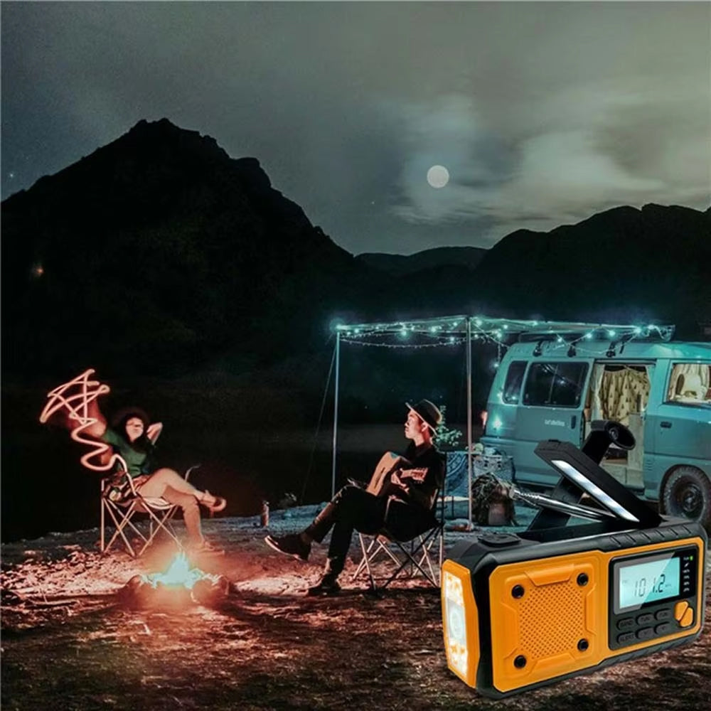 Radio d’urgence à énergie solaire et manivelle, batterie externe de 4000mAh, alarme SOS, radio FM AM et lampe torche pour les activités de plein air et le camping | Sulvida