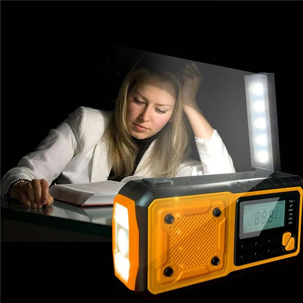 Radio d’urgence à énergie solaire et manivelle, batterie externe de 4000mAh, alarme SOS, radio FM AM et lampe torche pour les activités de plein air et le camping | Sulvida