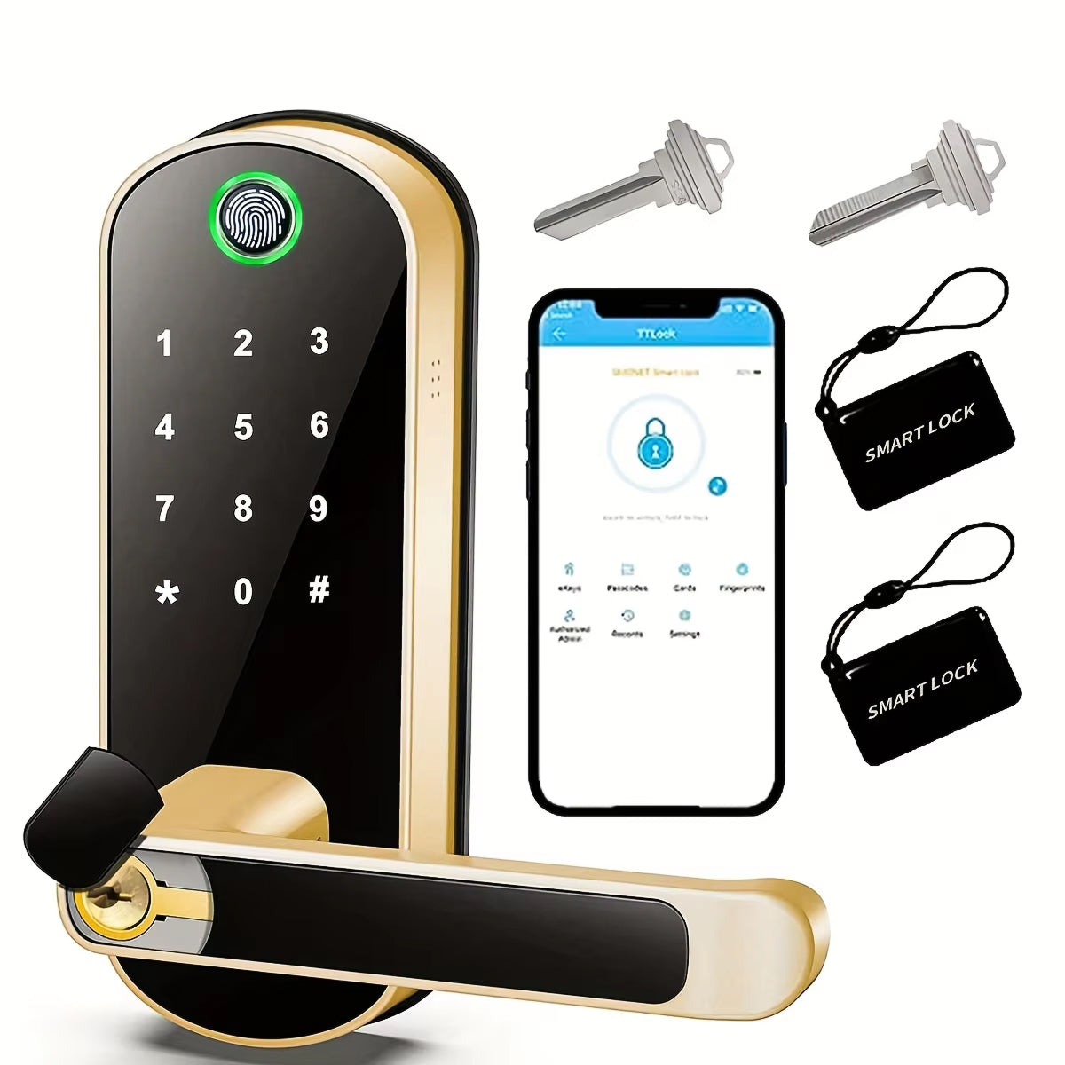 Serrure connectée biométrique avec empreinte digitale et contrôle par application – 5 modes d’accès – serrure intelligente à code | Sulvida