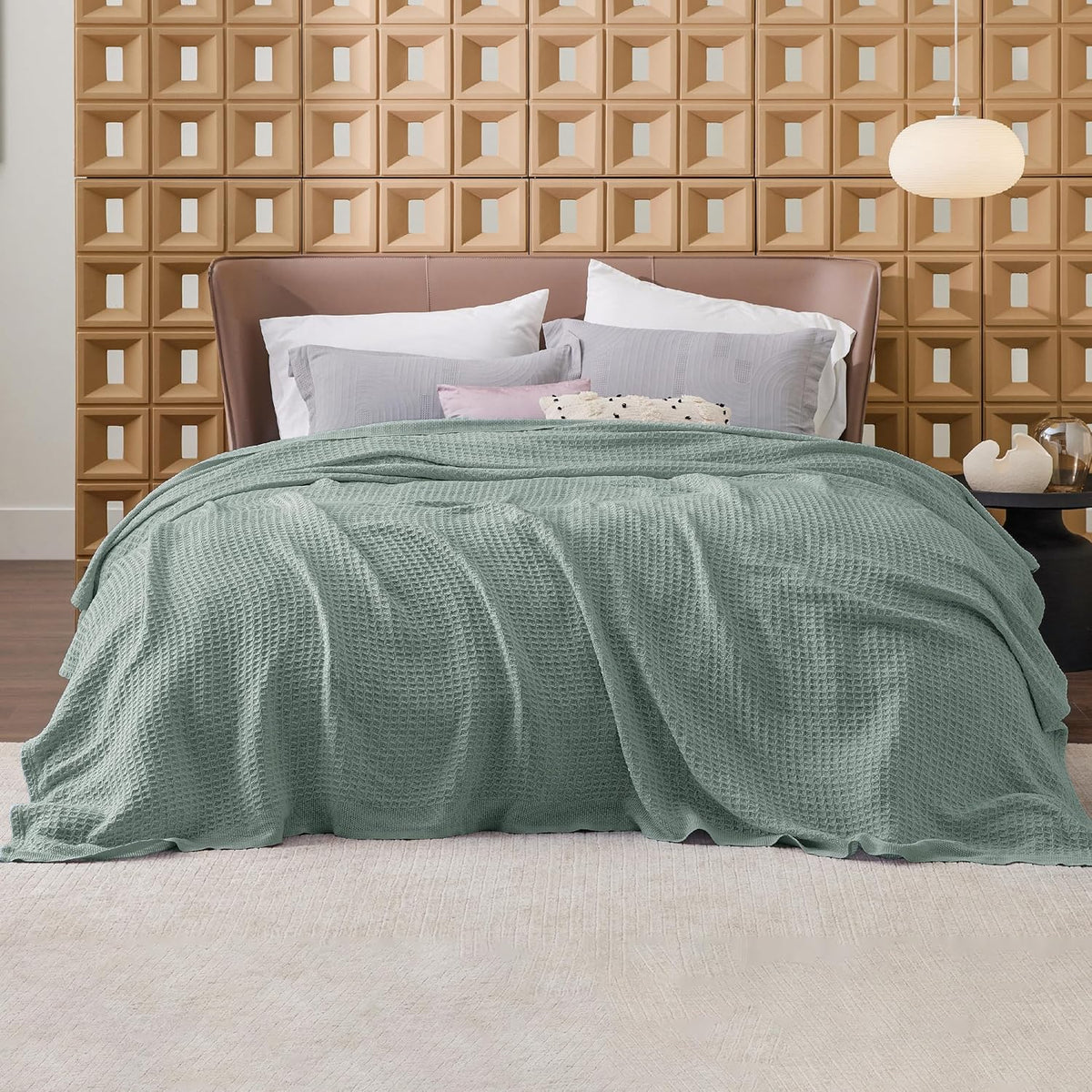 Katoenen Wafelweefsel Deken Queen Size Zacht Ademend Licht Luxe Zomerdeken voor Bed Bank Slaapkamer Comfort | Sulvida