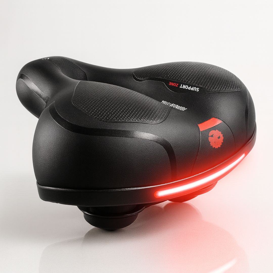 Comfortabel Fietszadel met Verende Zitting en Reflector — Ergonomische Gelvulling — Universele Pasvorm voor Dames en Heren — Waterdicht Mountainbike MTB Stadsfietszadel | Sulvida