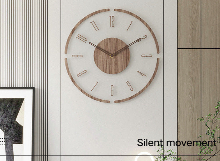 Scandinavische wandklok massief hout ø35,5cm natuurhout stille woonkamer keuken klok minimalistische woondecoratie | Sulvida
