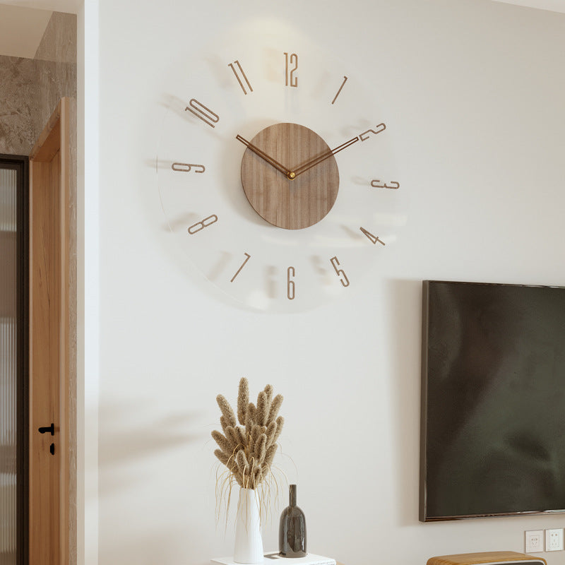 Scandinavische wandklok massief hout ø35,5cm natuurhout stille woonkamer keuken klok minimalistische woondecoratie | Sulvida