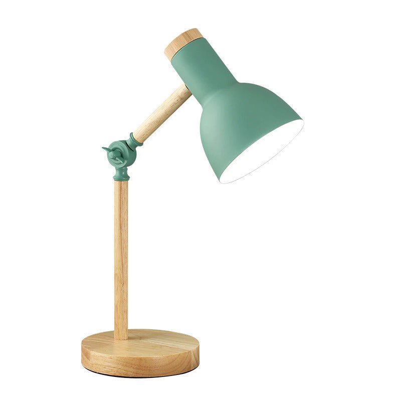 Scandinavische houten tafellamp met verstelbare kap in zwart wit groen geel roze voor bureau slaapkamer | Sulvida