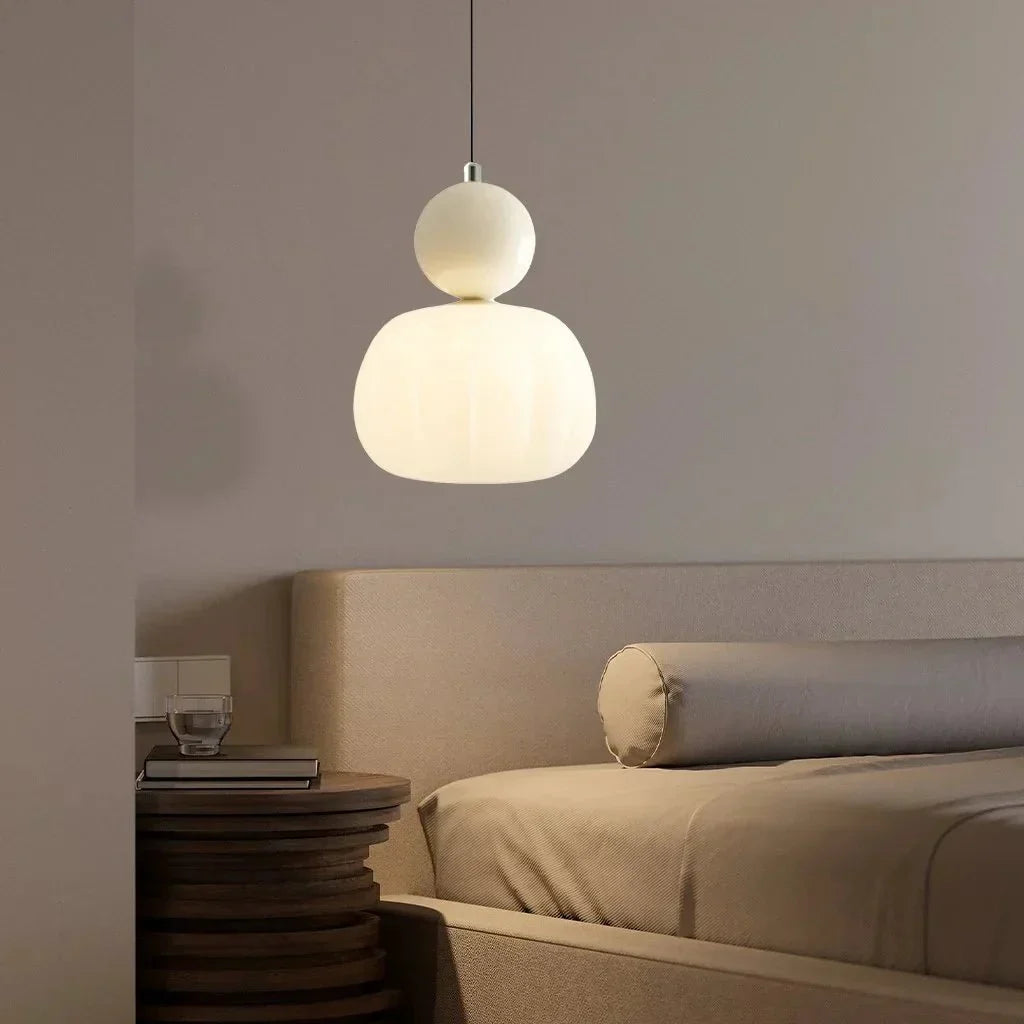 Hanglamp Art Deco Crème Ø16cm Metaal Glas G9 Eettafel Woonkamer Keuken Pendellamp Vintage Designlamp | Sulvida