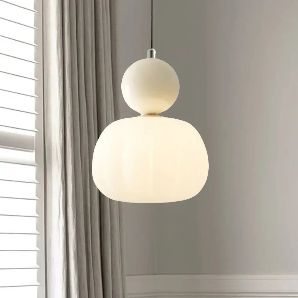 Hanglamp Art Deco Crème Ø16cm Metaal Glas G9 Eettafel Woonkamer Keuken Pendellamp Vintage Designlamp | Sulvida