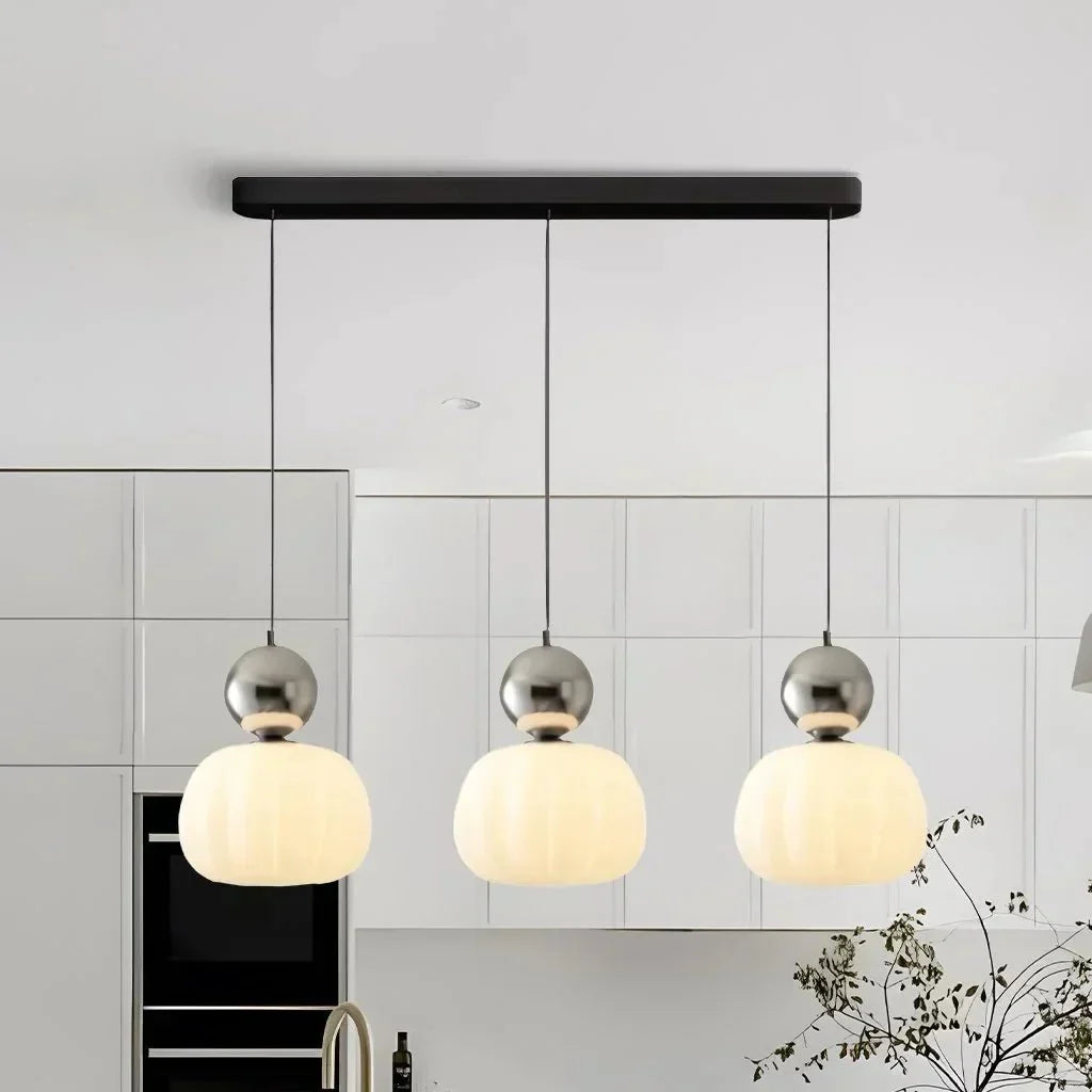 Hanglamp Art Deco Crème Ø16cm Metaal Glas G9 Eettafel Woonkamer Keuken Pendellamp Vintage Designlamp | Sulvida