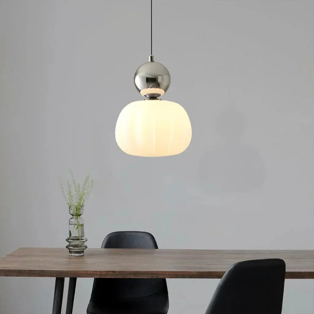 Hanglamp Art Deco Crème Ø16cm Metaal Glas G9 Eettafel Woonkamer Keuken Pendellamp Vintage Designlamp | Sulvida