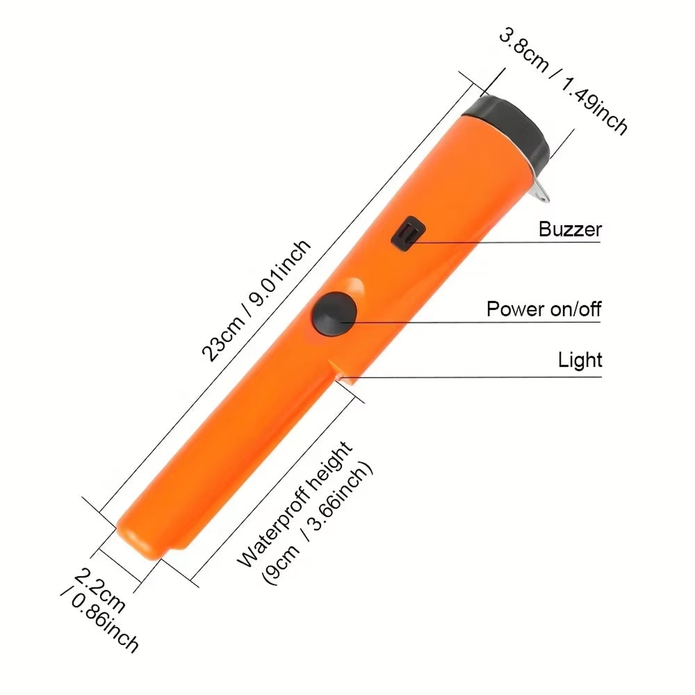 Détecteur de métaux pinpointer étanche IP66, détection à 360° pour la recherche de trésors, pièces, bijoux, reliques, or et argent | Sulvida