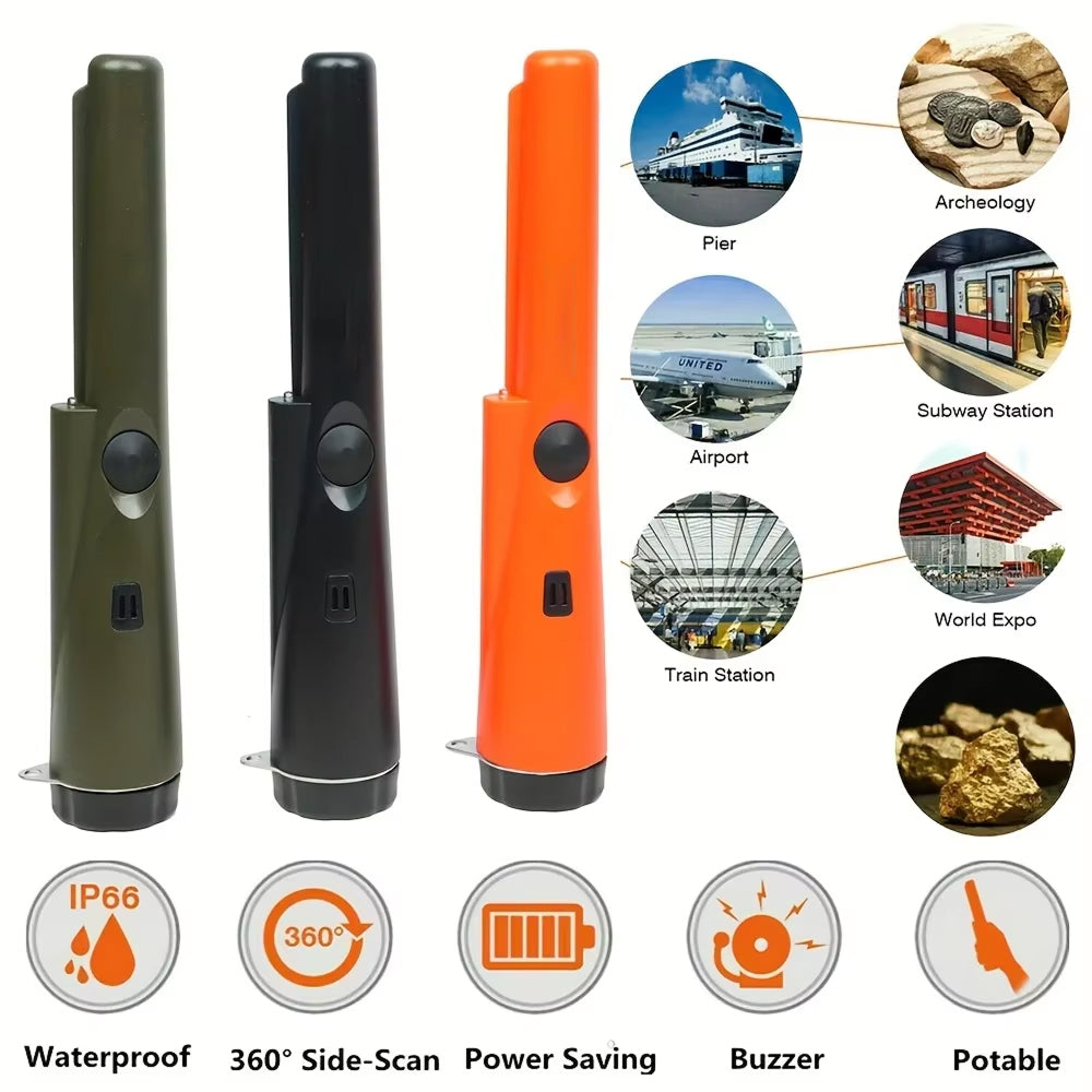 Détecteur de métaux pinpointer étanche IP66, détection à 360° pour la recherche de trésors, pièces, bijoux, reliques, or et argent | Sulvida