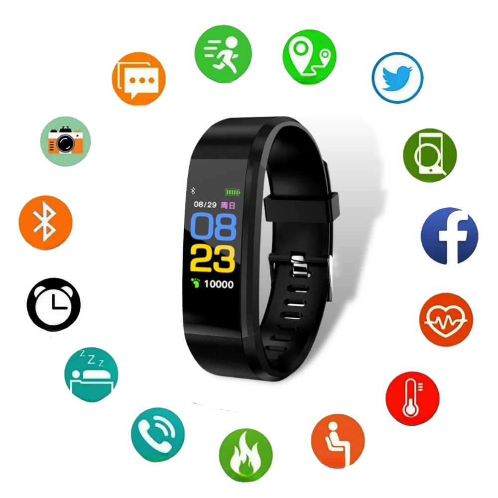 Montre connectée pour seniors avec fréquence cardiaque et tension artérielle, podomètre, suivi du sommeil, écran LED, fitness | Sulvida