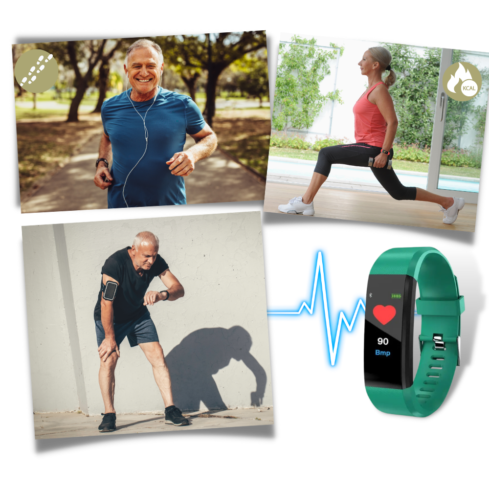 Smartwatch voor Senioren met Hartslagmeter en Bloeddrukmeter | Zwart Rood Groen Blauw Paars | Sulvida