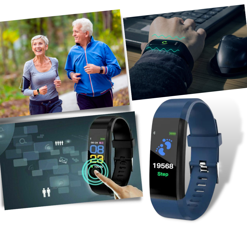 Smartwatch voor Senioren met Hartslagmeter en Bloeddrukmeter | Zwart Rood Groen Blauw Paars | Sulvida