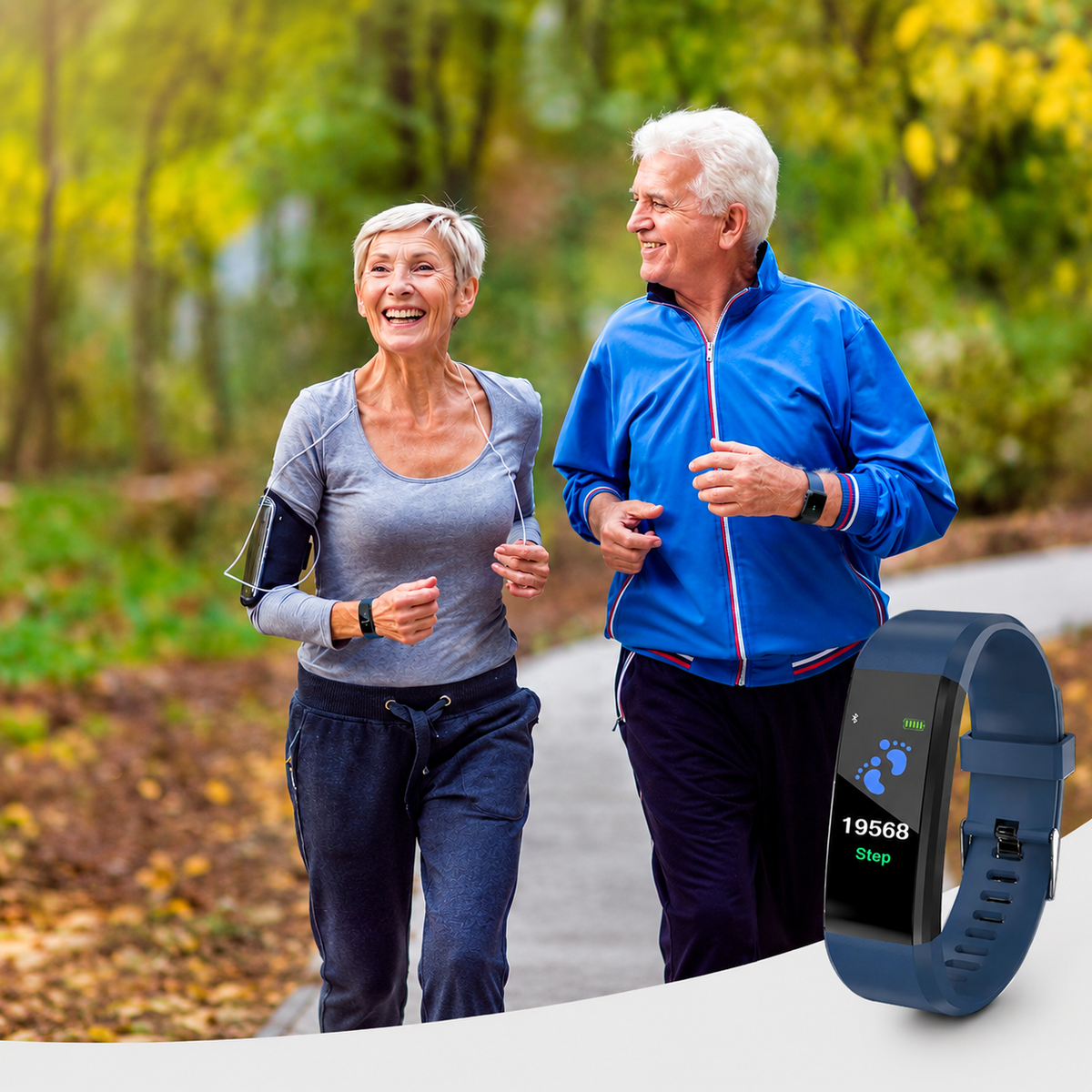 Montre connectée pour seniors avec fréquence cardiaque et tension artérielle, podomètre, suivi du sommeil, écran LED, fitness | Sulvida