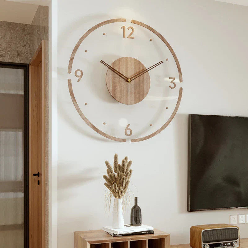 Wandklok hout rond Scandinavisch design tijdloos natuurlijk interieur woonkamer keuken kantoor slaapkamer modern | Sulvida