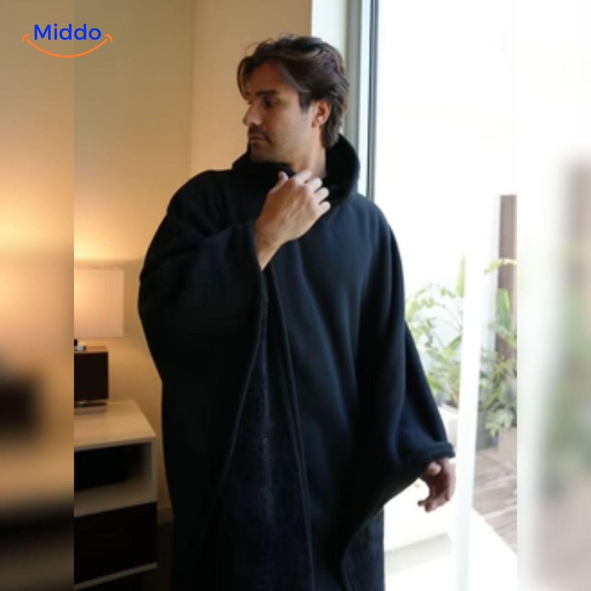 Unisex Cape met Capuchon Wolmix Zwart Groen Rood Paars Herfst Winter Warme Poncho Omslagdoek Oversized | Sulvida
