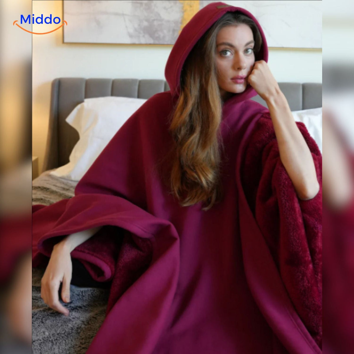 Unisex Cape met Capuchon Wolmix Zwart Groen Rood Paars Herfst Winter Warme Poncho Omslagdoek Oversized | Sulvida