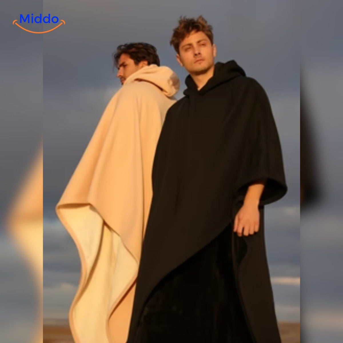 Unisex Cape met Capuchon Wolmix Zwart Groen Rood Paars Herfst Winter Warme Poncho Omslagdoek Oversized | Sulvida