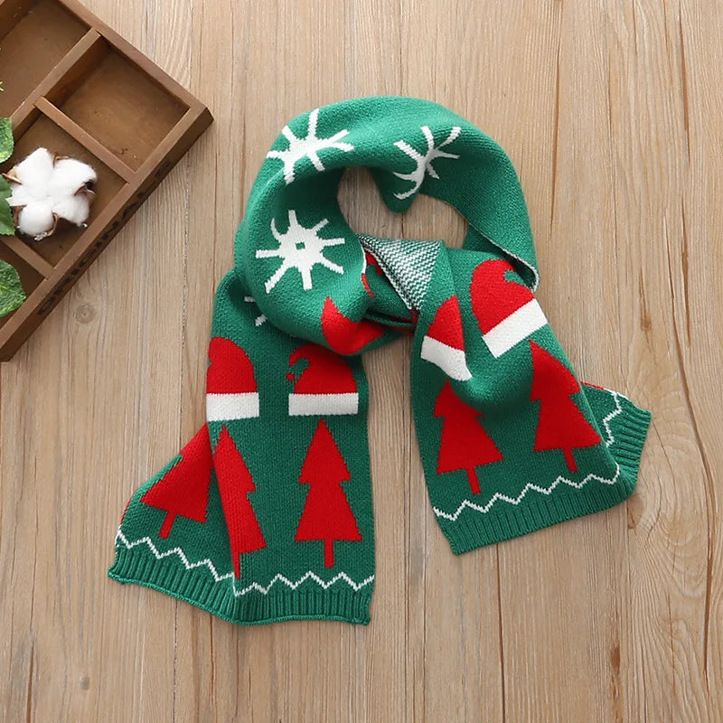 Gebreide Kerstsjaal voor Kinderen – Zachte Wintersjaal met Feestelijk Patroon, Contrastkleuren en Warme Pasvorm | Sulvida