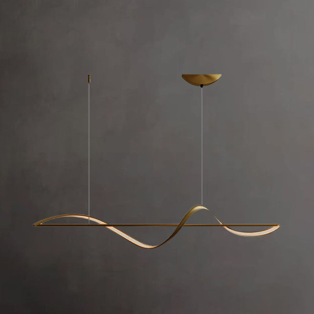 Hanglamp Golfvorm Metaal Messing & Zwart Dimbaar LED Slaapkamer Woonkamer Minimalistische Verlichting | Sulvida