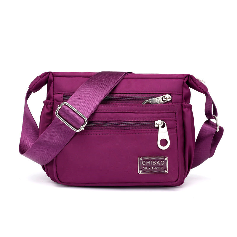 Sac bandoulière pour femme en nylon déperlant, plusieurs compartiments, sac de jour pratique, noir, gris, rouge, compact | Sulvida