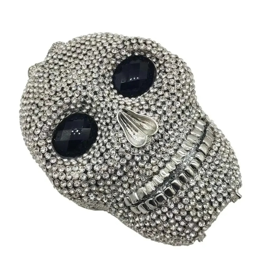 Dames Avondtasje met Kristallen Doodshoofd Zwart Zilver Goud Feest Clutch Schoudertas Party Elegant Luxe | Sulvida