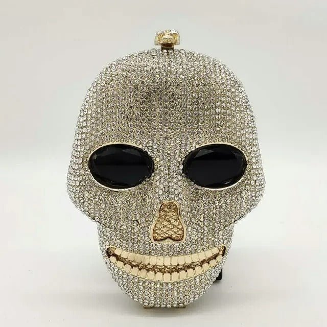 Dames Avondtasje met Kristallen Doodshoofd Zwart Zilver Goud Feest Clutch Schoudertas Party Elegant Luxe | Sulvida
