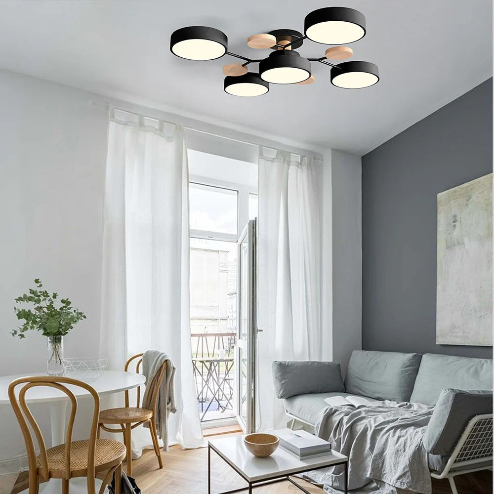 LED Plafondlamp Halo Cirkel IJzer Acryl Dimbaar 4 5 6 7 Lichtpunten Modern Design Woon Slaapkamer Verstelbaar | Sulvida