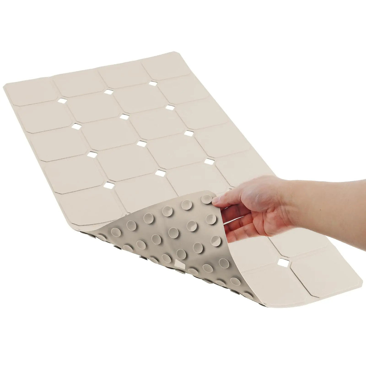 Antislip Badmat Siliconen met Zuignappen en Afvoergaten Vouwbaar voor Bad en Douche Badkamer 45×70 cm Grijs | Sulvida