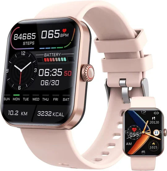 Smartwatch met Glucosemeting Fitnesstracking Hartslagmeter GPS Stappenteller 50+ Sportmodi Zwart Roze Unisex | Sulvida