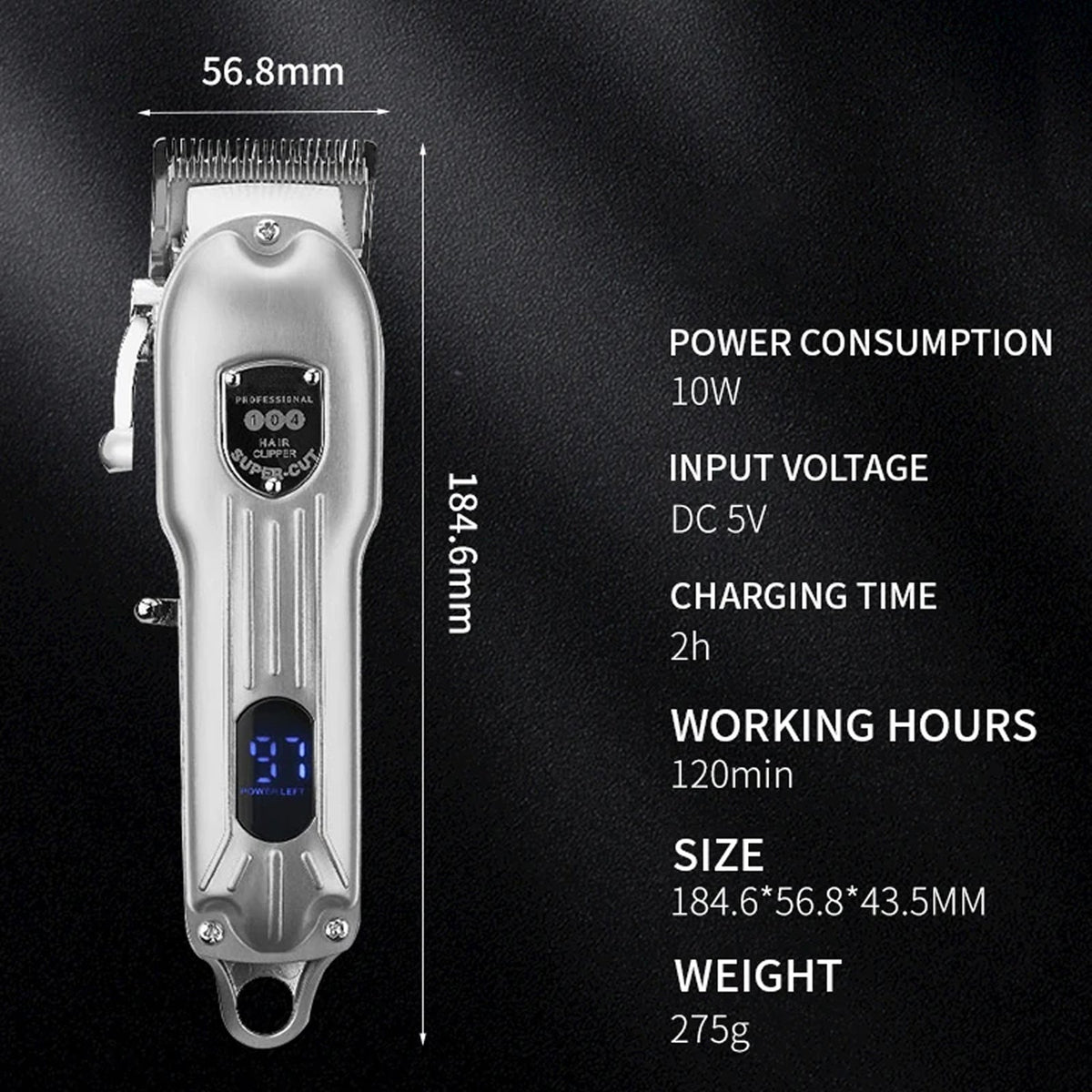 Tondeuse silencieuse professionnelle pour animaux, kit de toilettage pour chiens et chats, sans fil, 2 heures d’autonomie, rechargeable | Sulvida